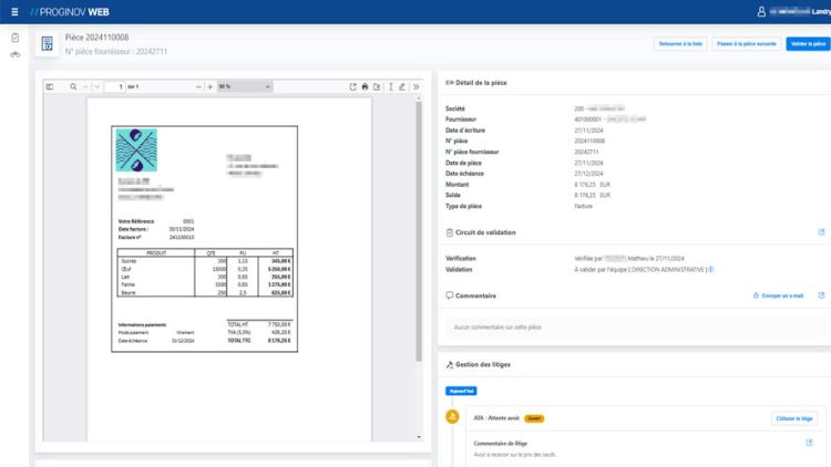 Capture d'écran du logiciel Proginov Finances